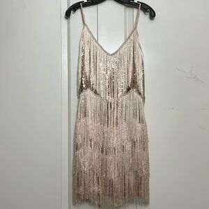Lulus short pink fringe dress